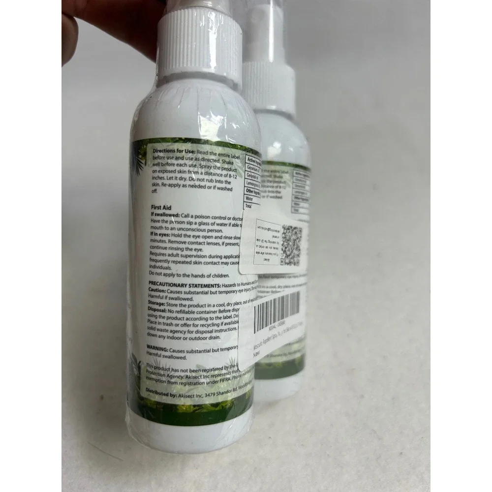 Natural‎ Plant Based Akisect 4oz White 2 Pack Insect Repellent Spray DEET Free